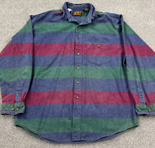Vintage Eddie Bauer Shirt Men XL Tall Blue Red Button Up Chamois Heavy Cloth Y2K