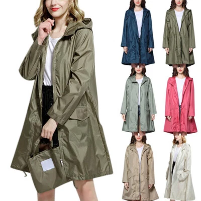 Fashion Men Women Long Hooded Waterproof Jacket Rain Coat Raincoat Rainwear - Image 1 of 4