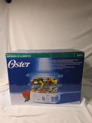 Oster 5711 Double-tiered 900W 6.1 qt White Electric Food Cooker & Steamer NEW - Image 1 of 2