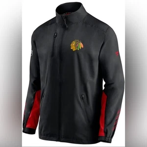 Fanatics Chicago Blackhawks Black Rink Jacket Uomo Medium NHL Hockey - Foto 1 di 9
