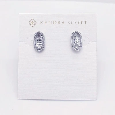 Nuevos aretes Kendra Scott Ellie de plata en vidrio transparente Foto 1 de 2