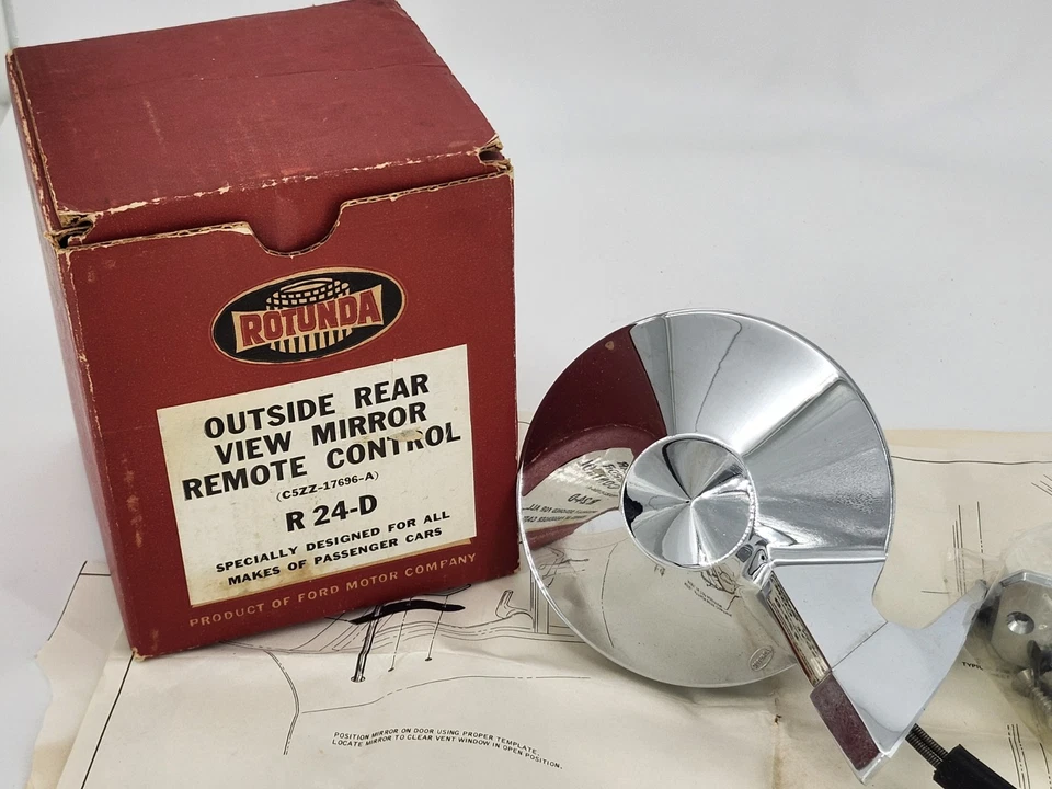 NOS 1964 1965 FORD ESPEJO RETROVISOR REMOTO MUSTANG FALCON COMET FAIRLANE GALAXIE Foto 1 de 4