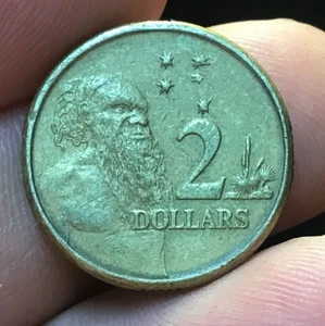 1990 o 1995 o 1 o 2016 australiano 2 dólares, hombre aborigen de Australia, 1 moneda - Imagen 1 de 14