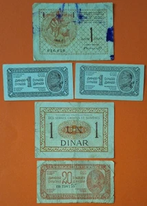 1 Dinar Serbia Croatia Slovenia 1919 20 Dinara 1944 Yugoslavia 1 Dinar 1944 UNC - Picture 1 of 7
