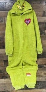 Der Grinch Nachtwäsche Schlafanzug Einteiler Weihnachtskostüm Gr. Erwachsene XL grün - Bild 1 von 12