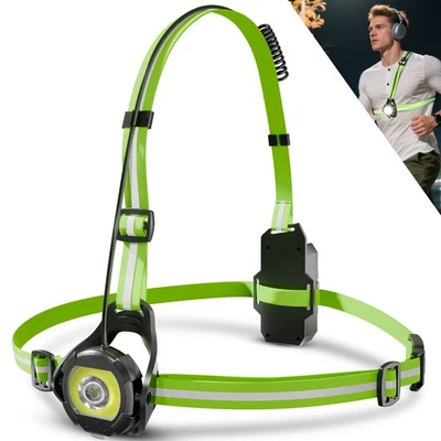 Running Light for Runners Chest LED Lamp Reflective Band Jogging USB Run Torch - Image 1 of 4