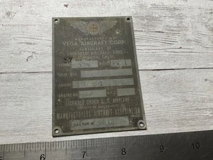 PLACA DE IDENTIFICACIÓN DE DATOS DE AVIONES ORIGINAL SEGUNDA GUERRA MUNDIAL USN VEGA LOCKHEED PV-1 VENTURA NUEVA ZELANDA - Imagen 1 de 3