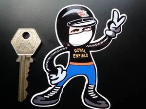 ROYAL ENFIELD Jet Helmet 2 Finger Salute Rider STICKER Trials Bike Interceptor - Picture 1 of 1