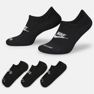 Nike Everyday Plus 3 Pack Men Black Footie Socks DN3314 010 Dri-Fit Size L 8-12