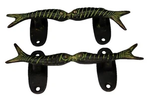 Twin Fish Shape Vintage Style Handcrafted Brass Wardrobe Door Pull Handle Knob - Picture 1 of 4