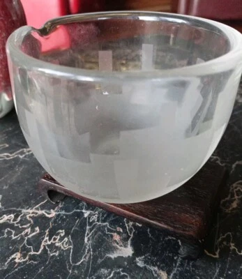 Mortier Vase Cristal Jean Luce décor sablé Daum Lalique   - Photo 1/4