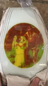 OK LIGHTING TOUCH LAMP REPLACEMENT GLASS 1 Panel Indian Couple - Picture 1 of 2