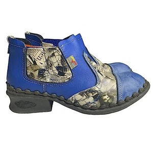 TMA Eyes Leder Stiefeletten Damen 7,5 Retro Boho Patchwork Witchycore Chunky - Bild 1 von 8