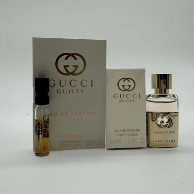 Gucci Guilty Pour Femme Eau De Parfum 5 ml Mini & Pour Femme Intenso 1,5 ml Muestra Foto 1 de 3