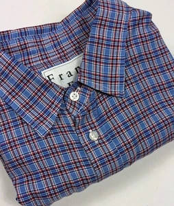 Frank and Eileen Button Front Shirt Blue Plaid "Paul" USA Italy Men's Medium - Picture 1 of 11