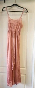 Texsheen Nachthemd Dusty Rose Rosa Seidig Nylon Spitze Dessous Medium  - Bild 1 von 4