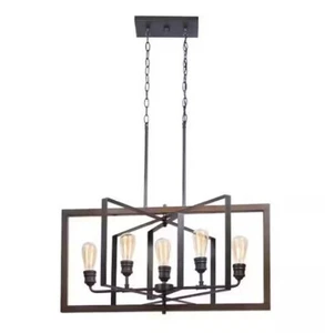 Home Decorators Collection Palermo Grove Kronleuchter mit 5 Lichtern schwarz mit Holzakzent - Bild 1 von 4