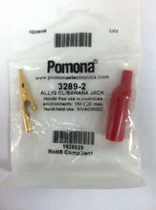 POMONA 3289-2 ALLIGATOR CLIP BANANA JACK RED - Picture 1 of 1