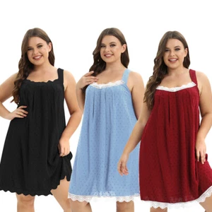 Plus Size Pajamas Lingerie Women Lace Suspender Sleepwear Nightgown Dress XL-4XL - Picture 1 of 15