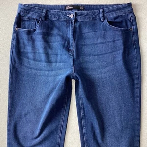 Ladies Next Slim Mid Rise Dark Blue Jeans Size 20 R W38 L30 (446B) - Picture 1 of 8