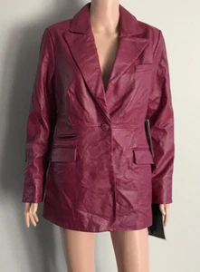 Blazer lungo giacca pelle Pamela McCoy Couture rosso/bordeaux/vino piccolo - Foto 1 di 8