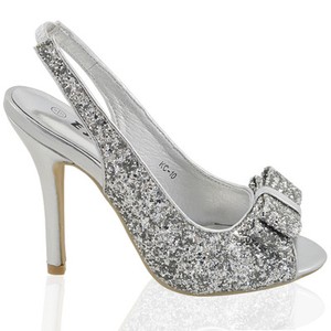 silver sparkly heels