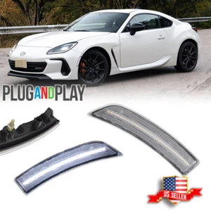 Clear Lens Full White LED Side Marker Lights For 2022-up Toyota GR86 Subaru BRZ - Picture 1 of 9