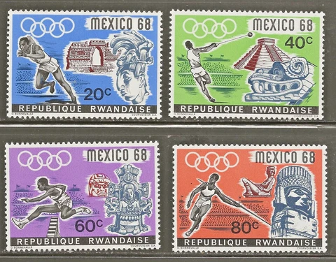 Rwanda (1968) - Scott # 250 - 253,  MNH Cover