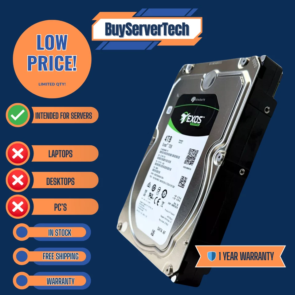 Seagate ST4000NM0115 Enterprise Capacity 3.5'' HDD 4TB 7200 RPM 512e SAS Drive - Image 1 of 4