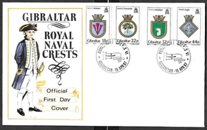 QE II - GIBRALTAR - ROYAL NAVAL CRESTS FIRST DAY COVER - 15th APRIL 1987 - Picture 1 of 1
