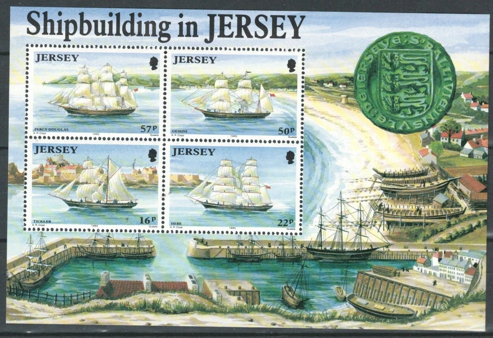 JERSEY BRITISH TERRITORIES Shipbuilding MNH SOUVENIR SHEET 1992 LOT (JER 158) - Image 1 of 1