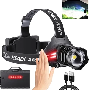LED Rechargeable Headlamp, 900000 High Lumens Super Bright with 5 Modes & IPX7 L - Picture 1 of 10