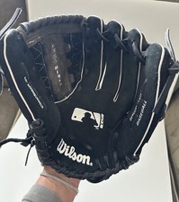 WILSON Genuine Black & Gray Leather 12" Baseball Glove Dual Hinge A03RB15B512