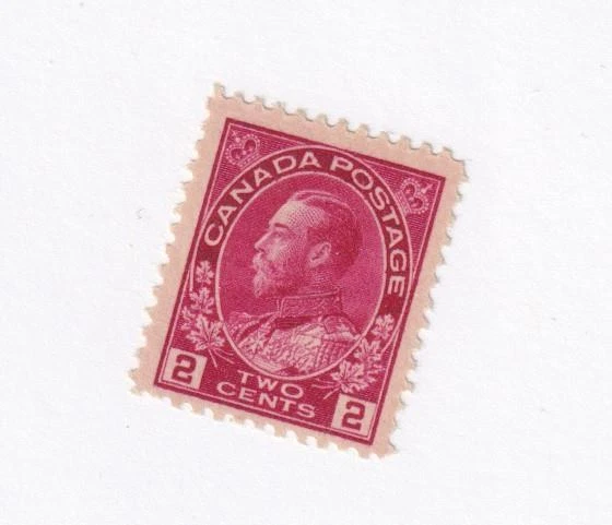 CANADÁ # 102 VF-MLH KGV 2 cts CARMINE ALMIRANTE CAT VAL $60  Foto 1 de 1