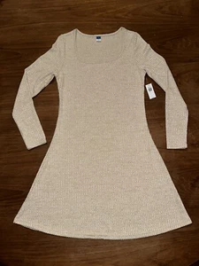 Old Navy Women’s Long Sleeve Dress - Small - NWT - Gold - Ribbed - Stretch - Picture 1 of 11
