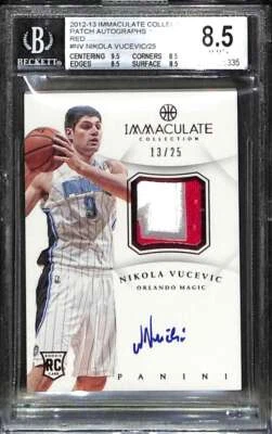 2012-13 Immaculate Autographs Red Nikola Vucevic Rookie Patch Auto 13/25 BGS 8.5 - Image 1 of 2