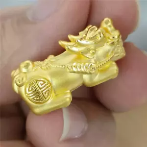 Ciondolo donna oro giallo puro 999 24 carati 3D drago ricchezza Pixiu 0,2-0,3 g piccolo 1 - Foto 1 di 5