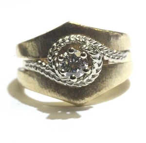 14k yellow white gold .32ct VS2 H diamond engagement ring wedding jacket 7.6g - Picture 1 of 7