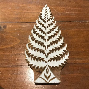 Grande 15 cm decorado tallado con puntas abeto bloque de impresión de estampillas artesanía - Imagen 1 de 2