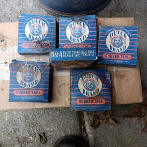 6 Vintage Johns Manville Dutch Brand #4 Rubber Tape Collectible Box 3/4" Wide - Picture 1 of 1