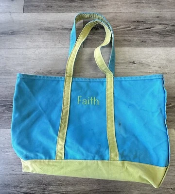 Bolso de Mano LL Bean Boat Y Vintage Azul y Verde Lona Fe Bordado Años 90 Foto 1 de 4