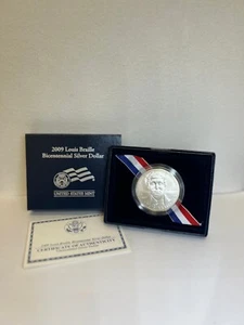 2009 Louis Braille Bicentennial PP Silber Dollar OGP - Bild 1 von 3