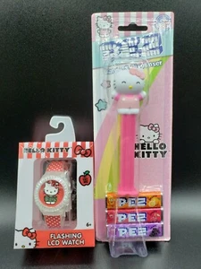 Hello Kitty Polka Dot LCD Kid's Watch & Hello Kitty PEZ Candy Dispenser - New - Picture 1 of 23
