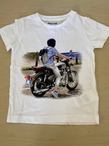 Boys Mayoral White Motorbike Print Short Sleeve T Shirt Top Age 2 years - Picture 1 of 3