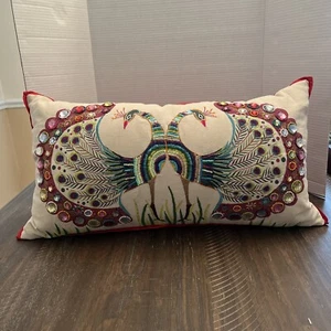 Artistic Accents Peacock Decorative Lumbar Pillow - India - 24” x 13” (approx) - Picture 1 of 15