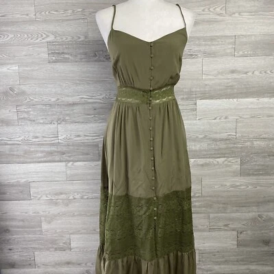 Vestido sin mangas Renaur verde para mujer verde militar espalda abierta encaje talla mediana Foto 1 de 4