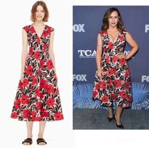 Kate Spade Desert Muse Poppy Field Structured Midi Dress ASO Celeb Event Size 0 - Picture 1 of 13