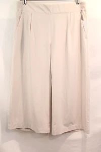 Athleta Pants Brooklyn Wide Leg Crop Womens size 14P Beige Secure Pockets - Picture 1 of 9