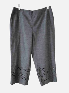 Vintage ICEBERG Size 44 Laser Cut Crop Capri Pants Gray Made In Italy - Picture 1 of 12
