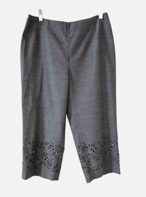 Vintage ICEBERG Size 44 Laser Cut Crop Capri Pants Gray Made In Italy - Image 1 of 4